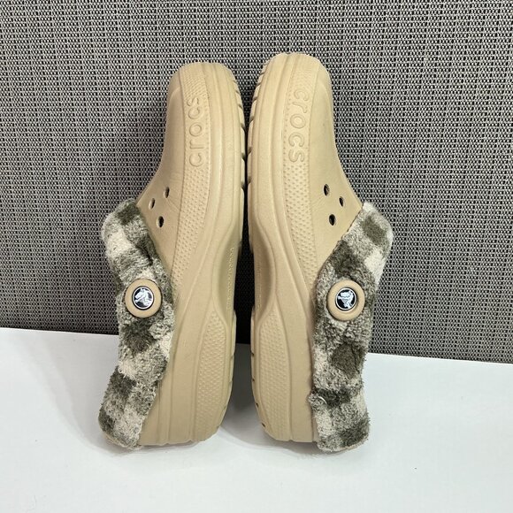 Crocs Women's Classic Lined Clog Slippers Beige & Plaid Size 9/11 - Picture 8 of 9